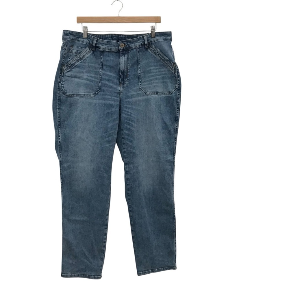 J. Jill High Rise Straight Leg Ankle Jeans 20 Blue Denim Comfort Stretch